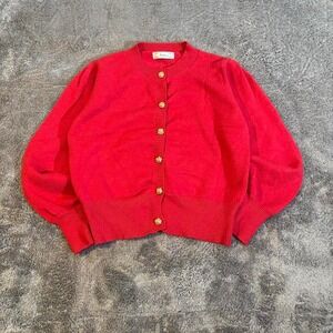 Cute preppy Women's Red Cardigan With‎ Gold Buttons
